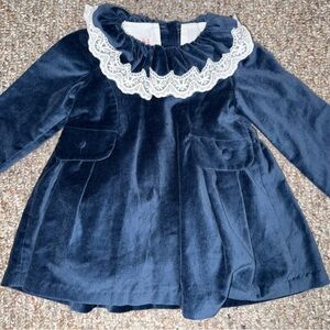 La coqueta blue Dress with Lace Collar